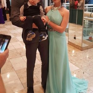 baby blue prom dress